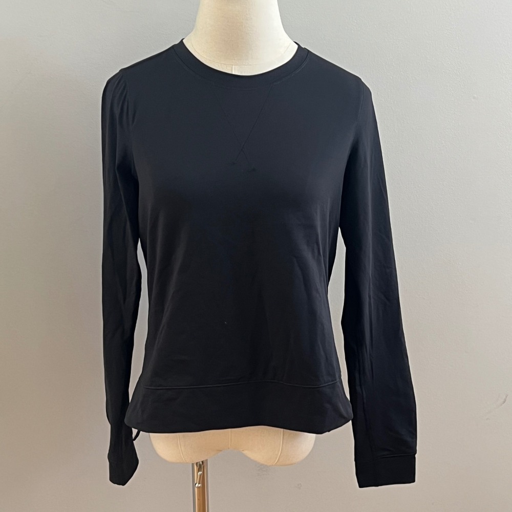 Lululemon Black‎ Long Sleeve Running Training Top Back Zip LW3938S Womens Size 6